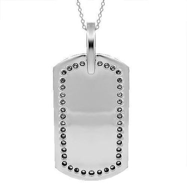 14K Solid White Gold Mens Diamond Dog Tag Pendant 1.97 Ctw